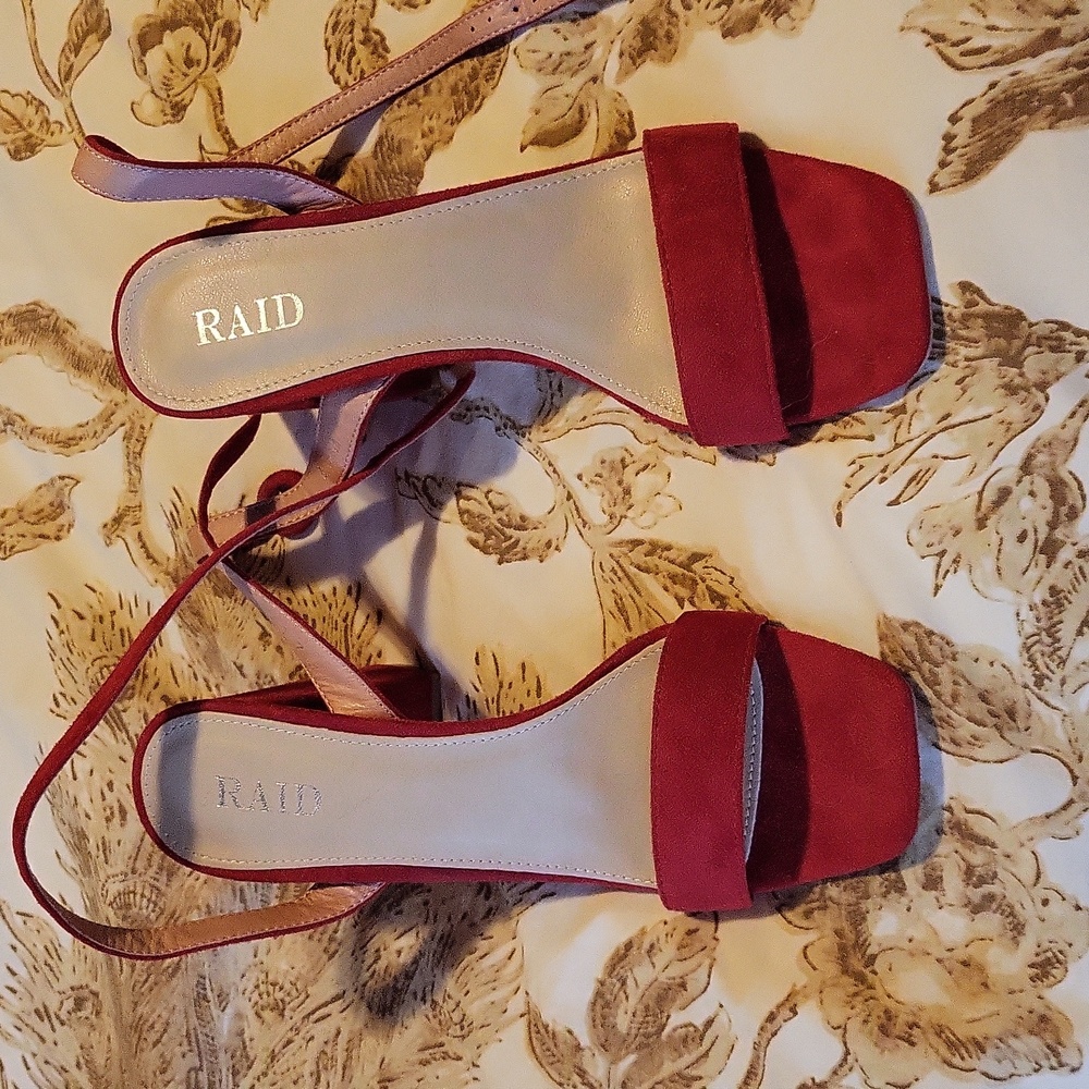 Red Faux Suede Heels